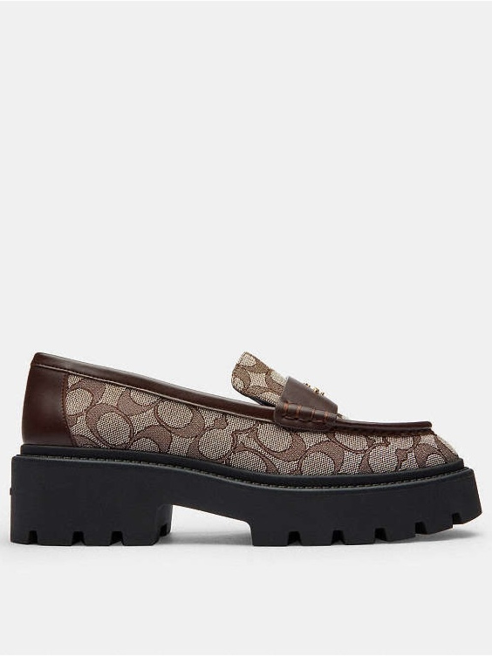 Coach Brown Signature Canvas Penny Loafer with Black Lug Sole - Picture 6 of 13